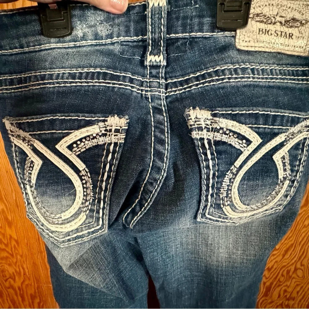 Big Star 25XL “Liv Boot” cut dark wash distressed jeans - Picture 3 of 6